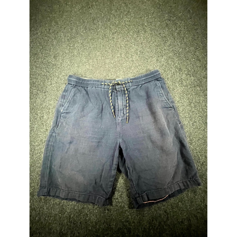 Scotch & Soda Amsterdam Bermuda Shorts Mens 31 Navy Blue Linen Blend Drawstring